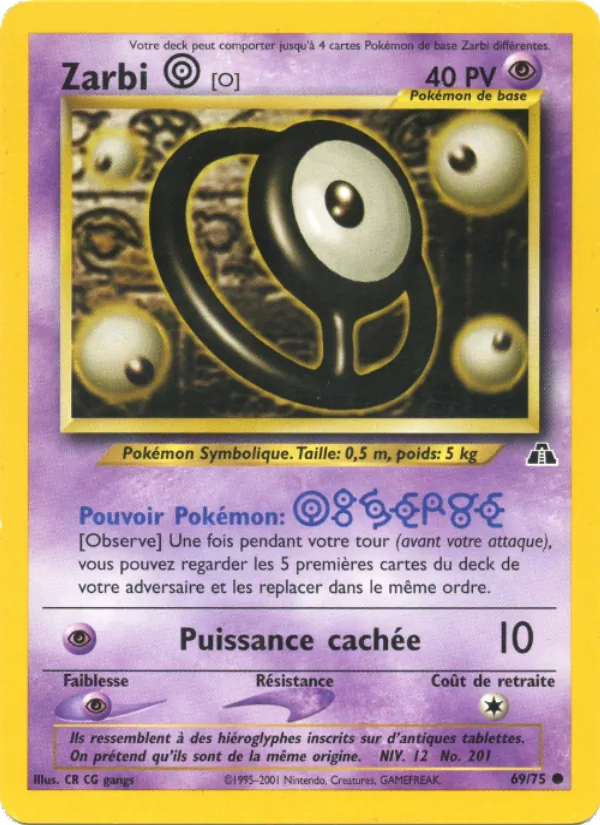 Carte Pokémon Zarbi O de l'extension Neo Discovery
