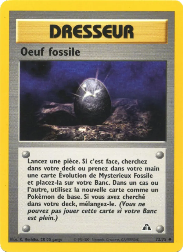 Carte Pokémon Oeuf fossile de l'extension Neo Discovery
