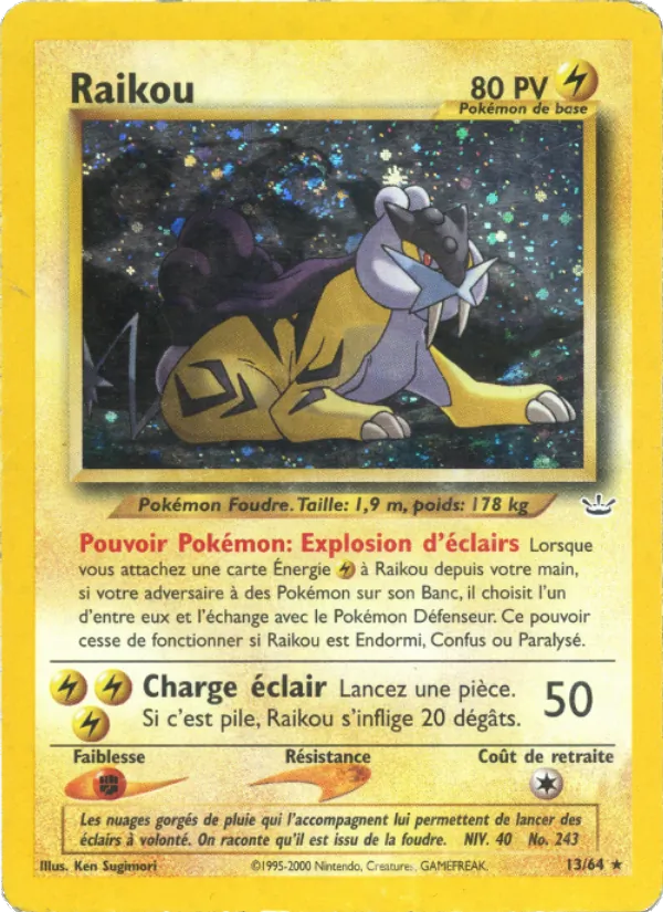 Carte Pokémon Raikou de l'extension Neo Revelation