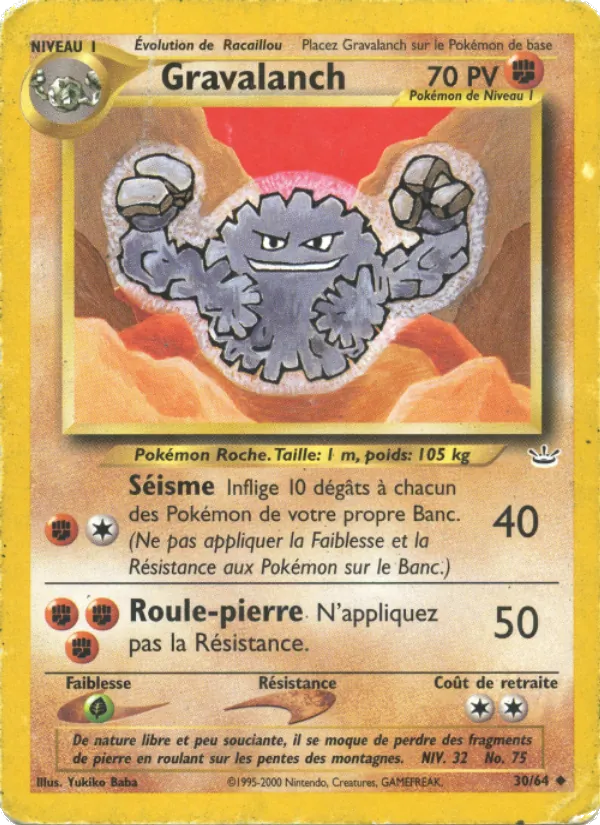 Carte Pokémon Gravalanch de l'extension Neo Revelation