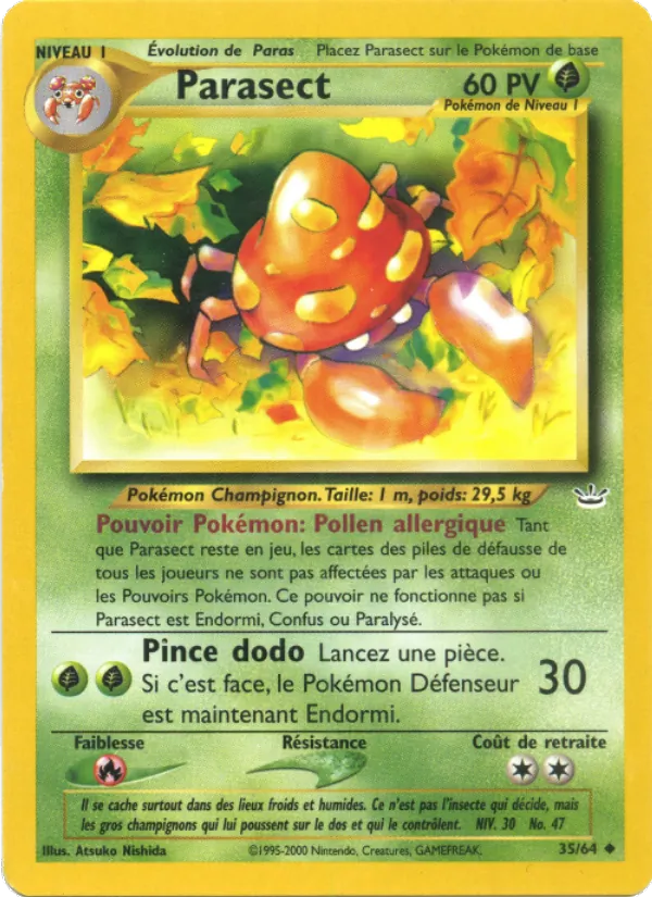 Carte Pokémon Parasect de l'extension Neo Revelation