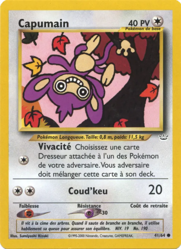 Carte Pokémon Capumain de l'extension Neo Revelation