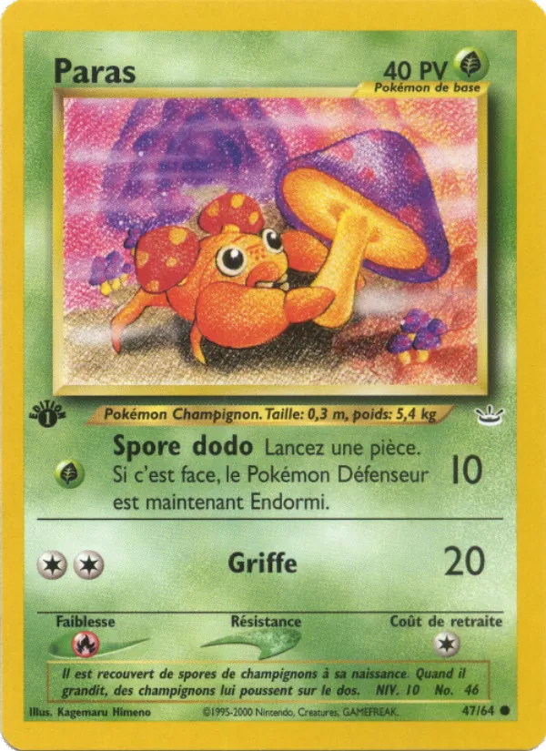 Carte Pokémon Paras de l'extension Neo Revelation
