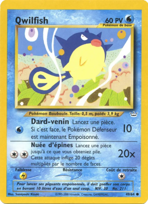 Carte Pokémon Qwilfish de l'extension Neo Revelation