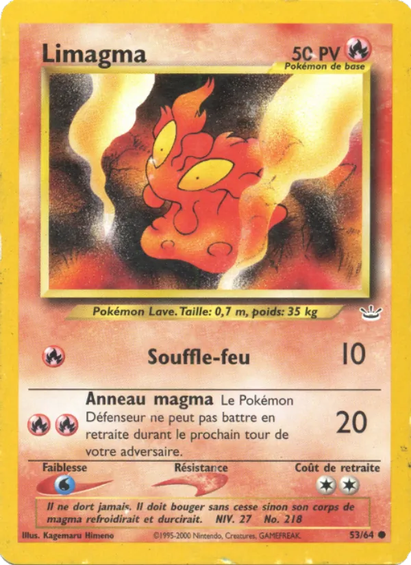 Carte Pokémon Limagma de l'extension Neo Revelation