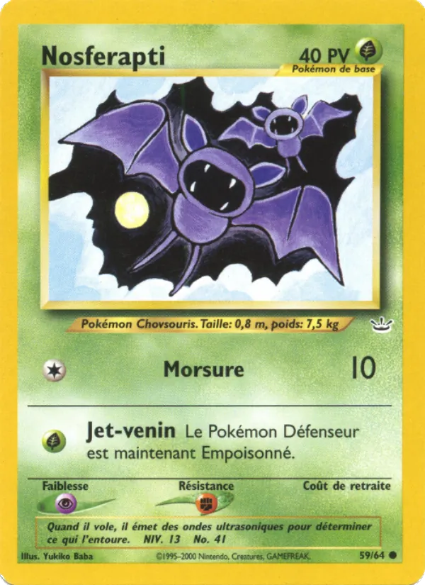 Carte Pokémon Nosferapti de l'extension Neo Revelation