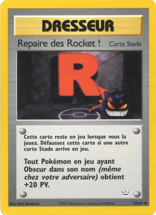 Carte Pokémon Repaire des Rocket ! de l'extension Neo Revelation