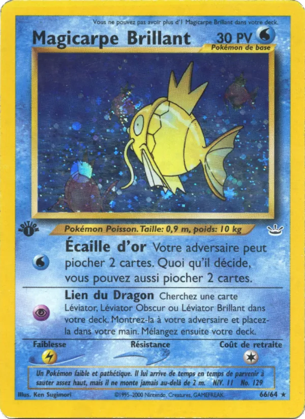 Carte Pokémon Magicarpe Brillant de l'extension Neo Revelation