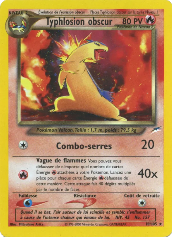 Carte Pokémon Typhlosion obscur de l'extension Neo Destiny