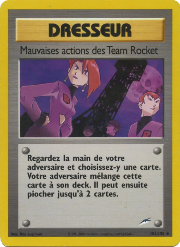 Carte Pokémon Mauvaises actions des Team Rocket de l'extension Neo Destiny