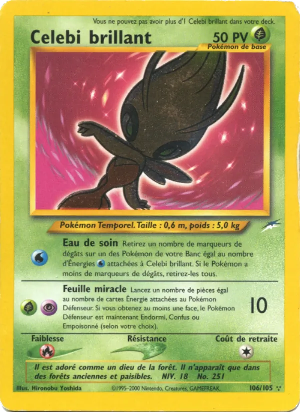 Carte Pokémon Celebi brillant de l'extension Neo Destiny