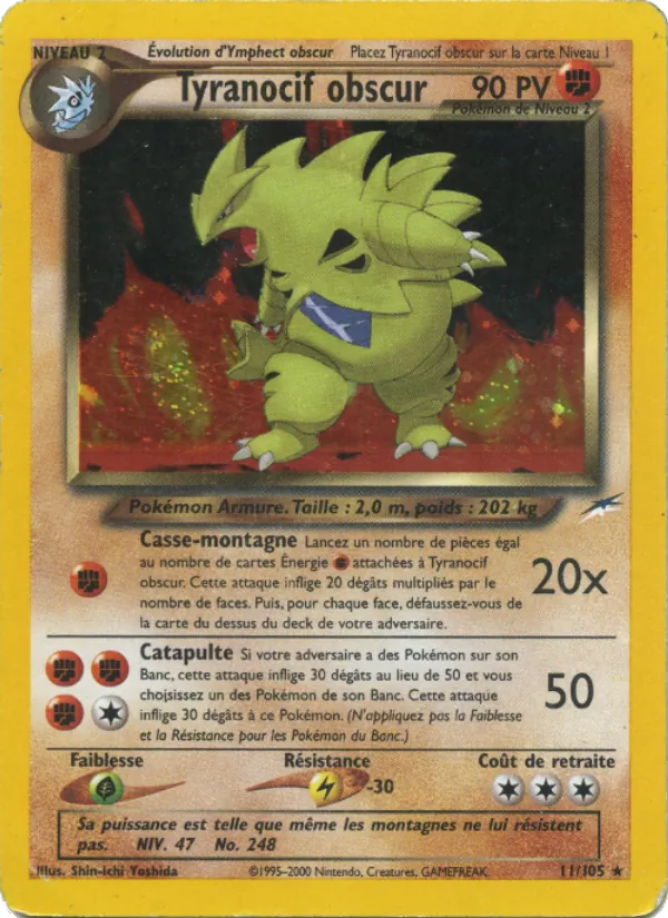 Carte Pokémon Tyranocif obscur de l'extension Neo Destiny