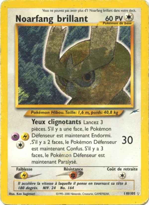 Carte Pokémon Noarfang brillant de l'extension Neo Destiny