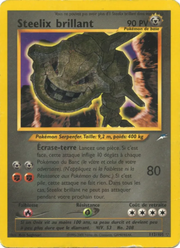 Carte Pokémon Steelix brillant de l'extension Neo Destiny
