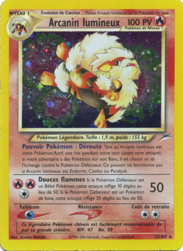 Carte Pokémon Arcanin lumineux de l'extension Neo Destiny