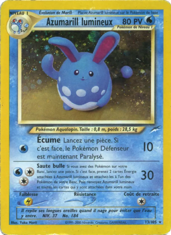 Carte Pokémon Azumarill lumineux de l'extension Neo Destiny