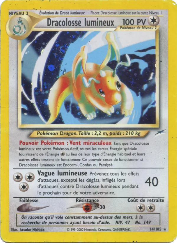 Carte Pokémon Dracolosse lumineux de l'extension Neo Destiny