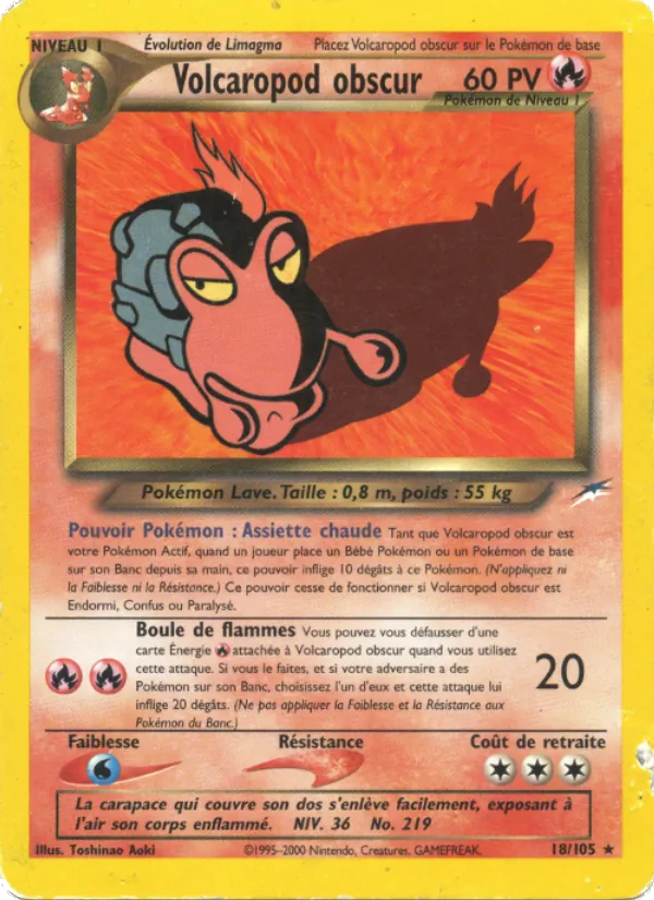 Carte Pokémon Volcaropod obscur de l'extension Neo Destiny