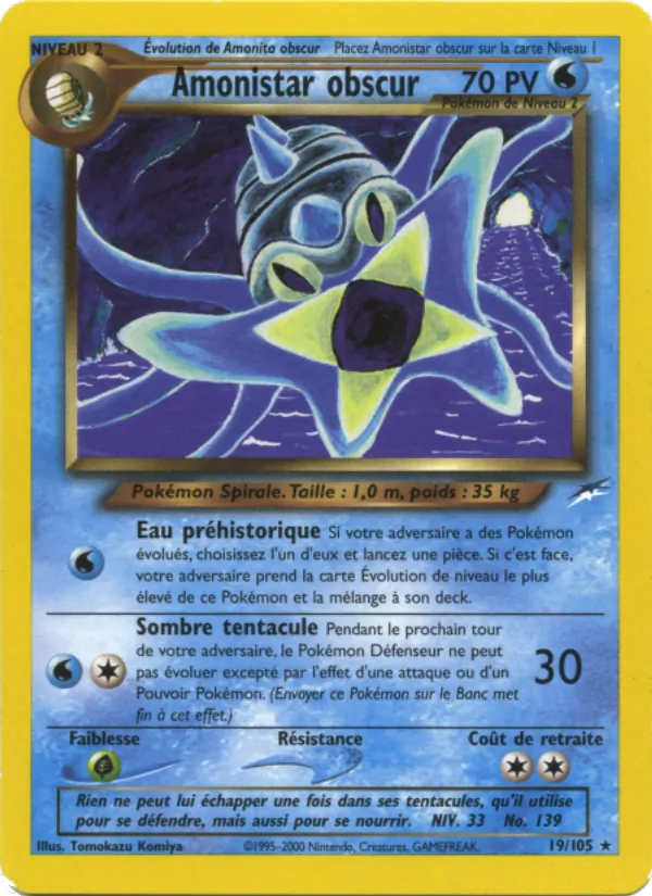 Carte Pokémon Amonistar obscur de l'extension Neo Destiny