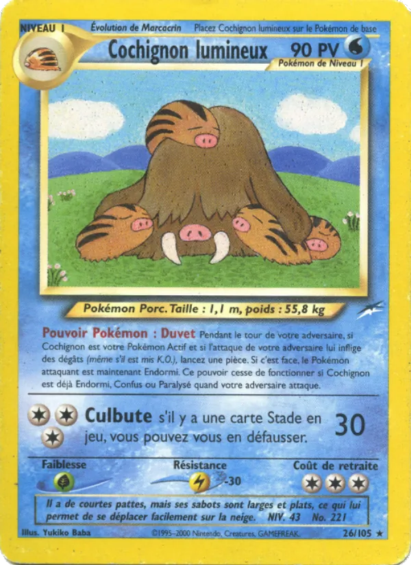 Carte Pokémon Cochignon lumineux de l'extension Neo Destiny