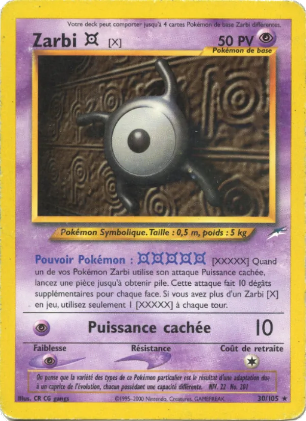 Carte Pokémon Zarbi X de l'extension Neo Destiny