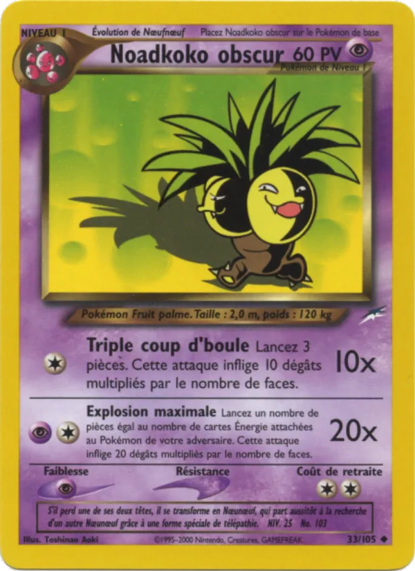 Carte Pokémon Noadkoko obscur de l'extension Neo Destiny