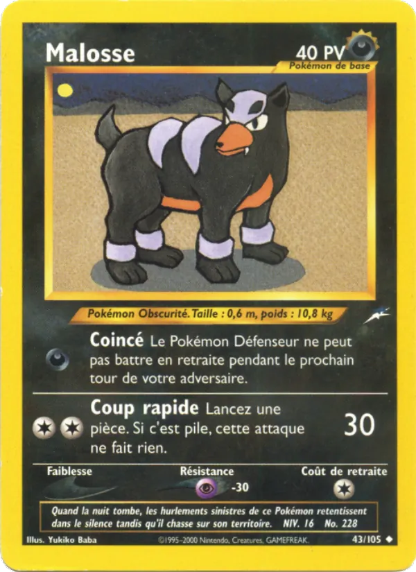 Carte Pokémon Malosse de l'extension Neo Destiny
