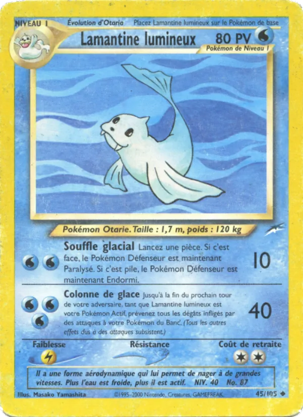 Carte Pokémon Lamantine lumineux de l'extension Neo Destiny