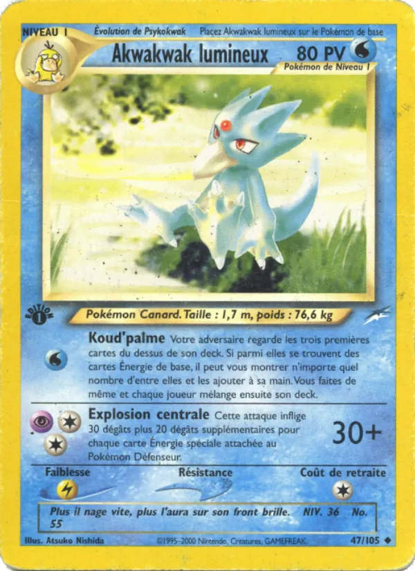 Carte Pokémon Akwakwak lumineux de l'extension Neo Destiny