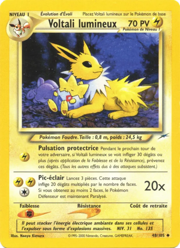 Carte Pokémon Voltali lumineux de l'extension Neo Destiny