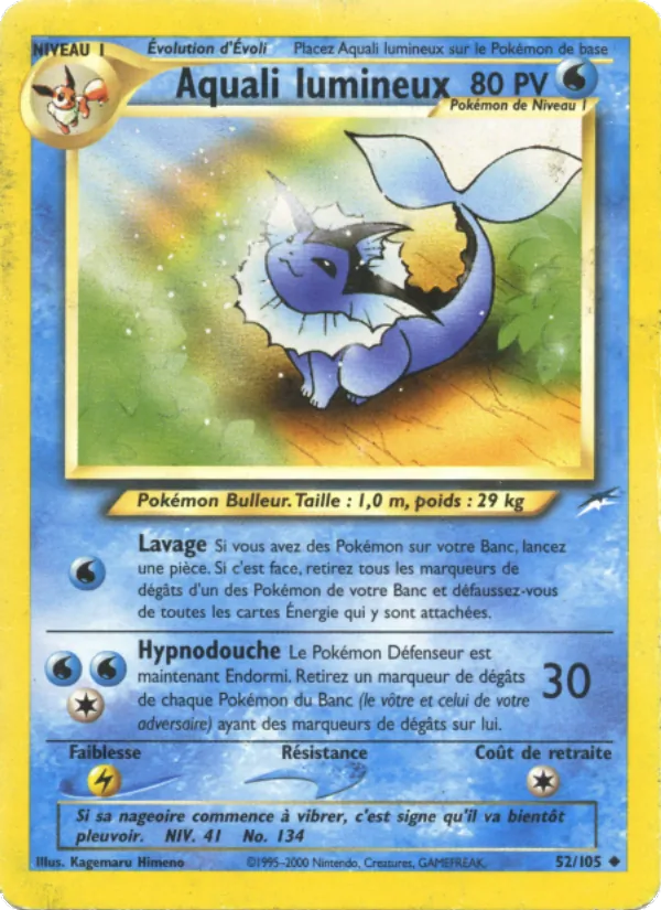 Carte Pokémon Aquali lumineux de l'extension Neo Destiny