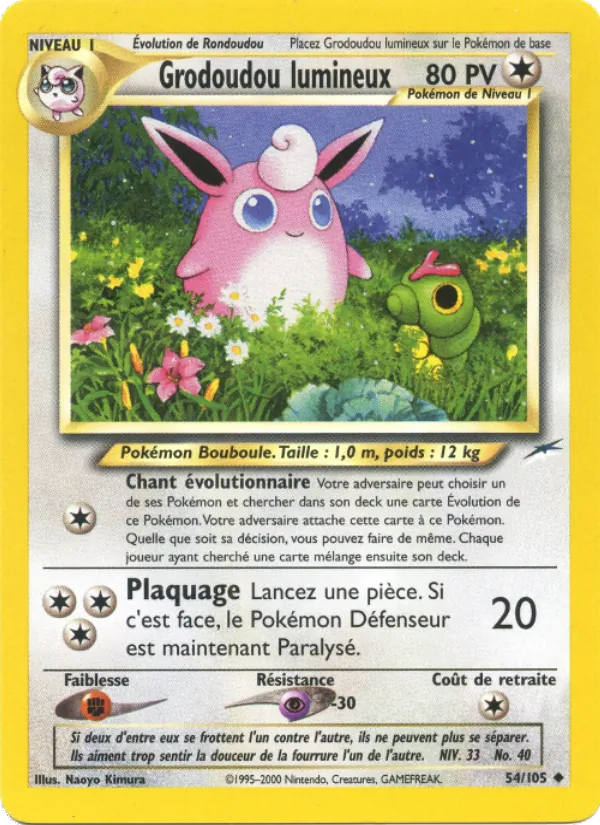 Carte Pokémon Grodoudou lumineux de l'extension Neo Destiny