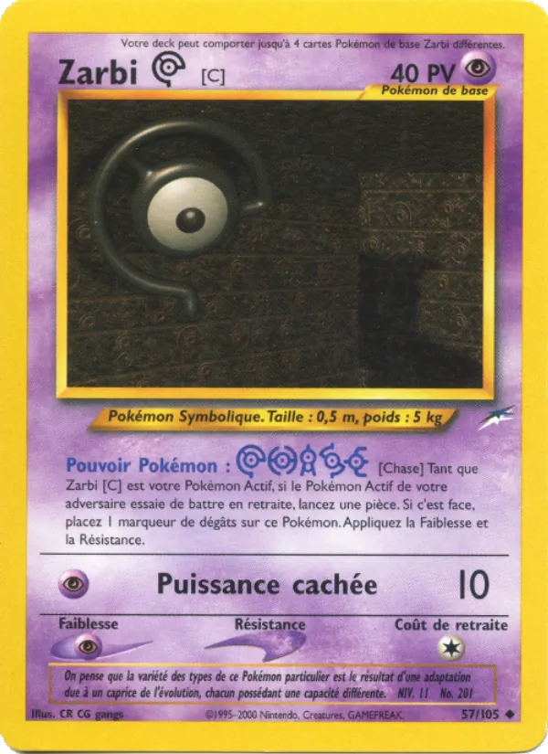 Carte Pokémon Zarbi C de l'extension Neo Destiny