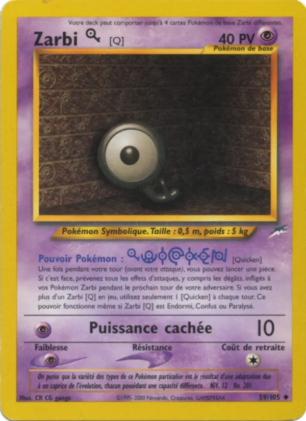 Carte Pokémon Zarbi Q de l'extension Neo Destiny