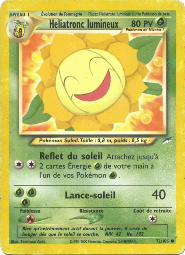 Carte Pokémon Heliatronc lumineux de l'extension Neo Destiny