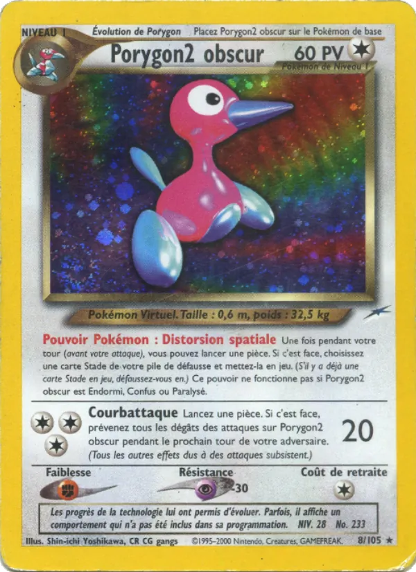 Carte Pokémon Porygon2 obscur de l'extension Neo Destiny