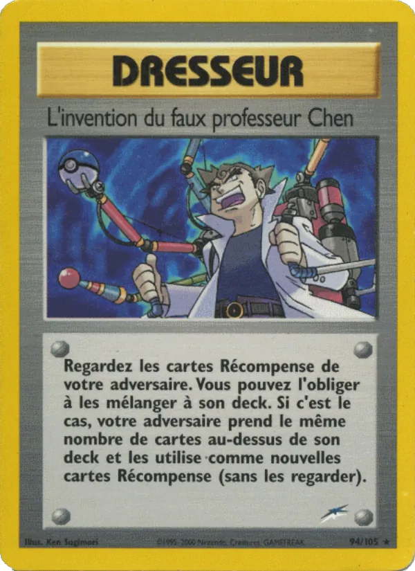 Carte Pokémon L'invention du faux professeur Chen de l'extension Neo Destiny