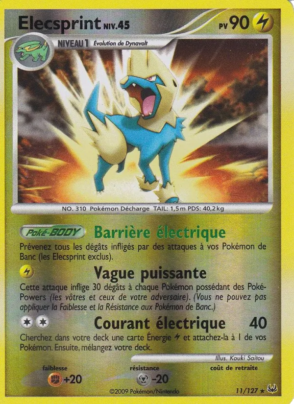 Carte Pokémon Élecsprint de l'extension Platine