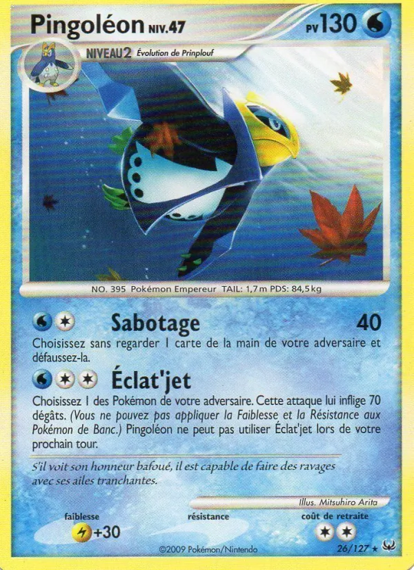 Carte Pokémon Pingoléon de l'extension Platine