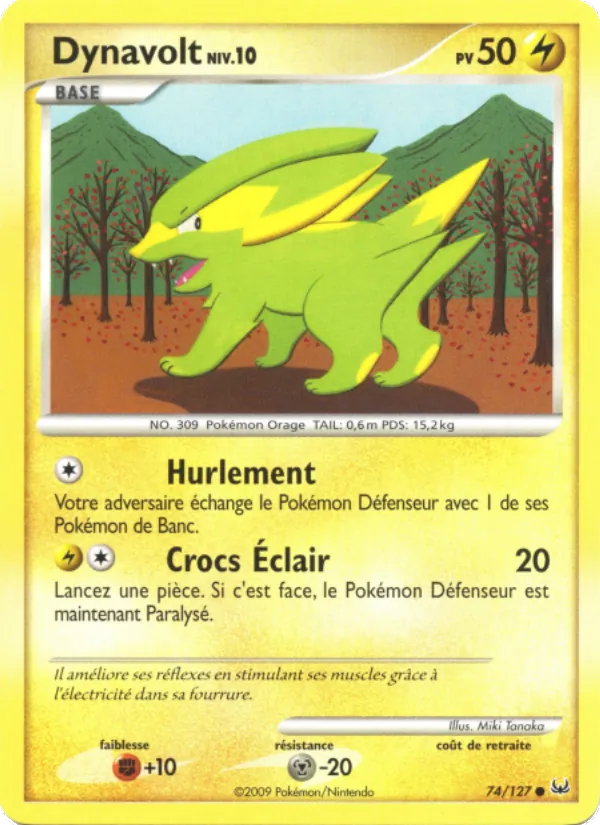 Carte Pokémon Dynavolt de l'extension Platine
