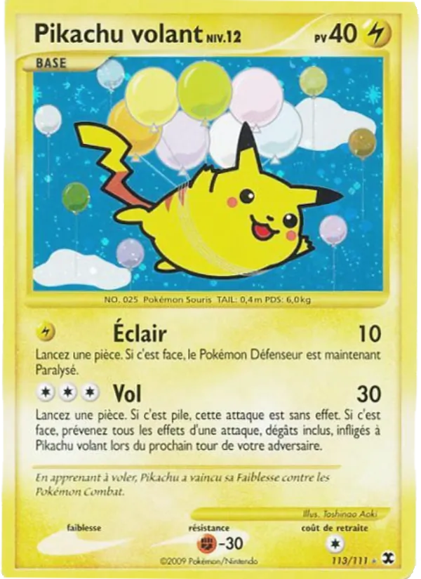 Carte Pokémon Pikachu volant Niv. 12 de l'extension Rivaux Émergeants