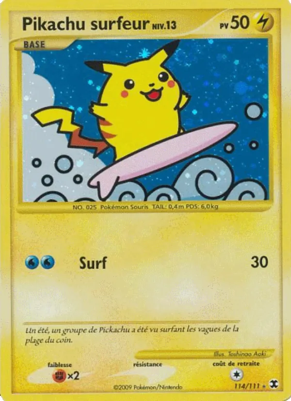 Carte Pokémon Pikachu surfeur Niv. 13 de l'extension Rivaux Émergeants