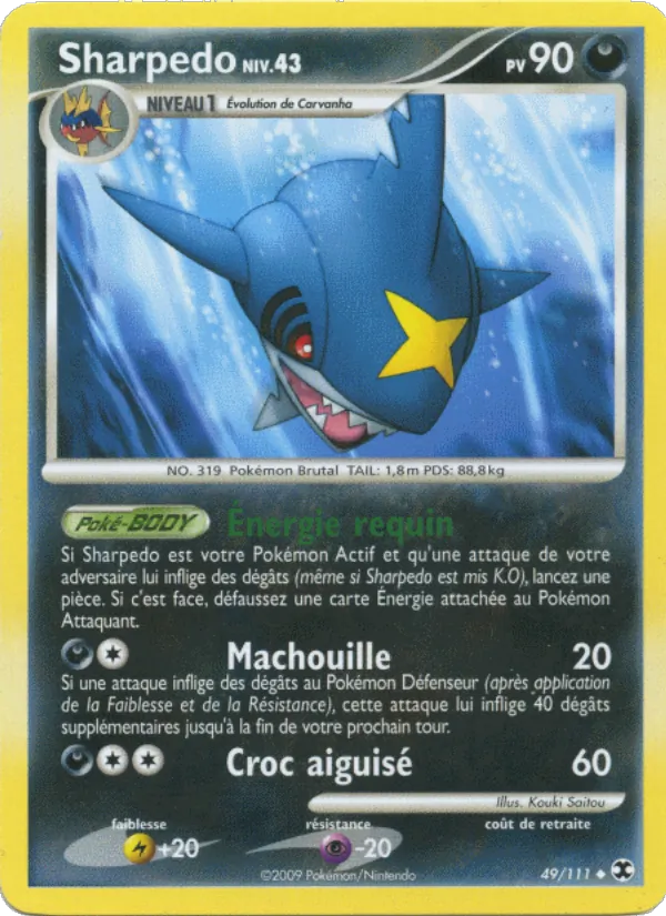 Carte Pokémon Sharpedo Niv. 43 de l'extension Rivaux Émergeants