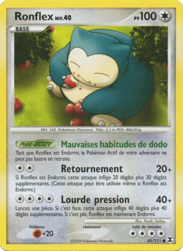 Carte Pokémon Ronflex Niv. 40 de l'extension Rivaux Émergeants