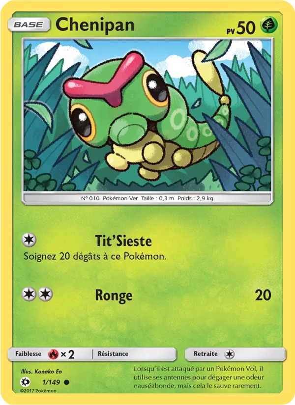 Carte Pokémon Chenipan de l'extension Soleil et Lune
