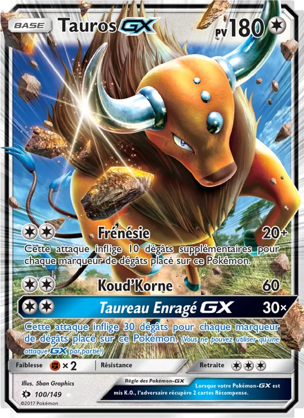 Carte Pokémon Tauros GX de l'extension Soleil et Lune