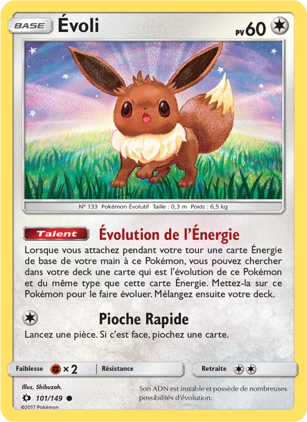 Carte Pokémon Évoli de l'extension Soleil et Lune