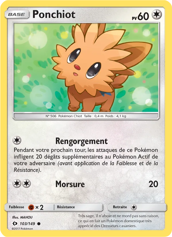 Carte Pokémon Ponchiot de l'extension Soleil et Lune