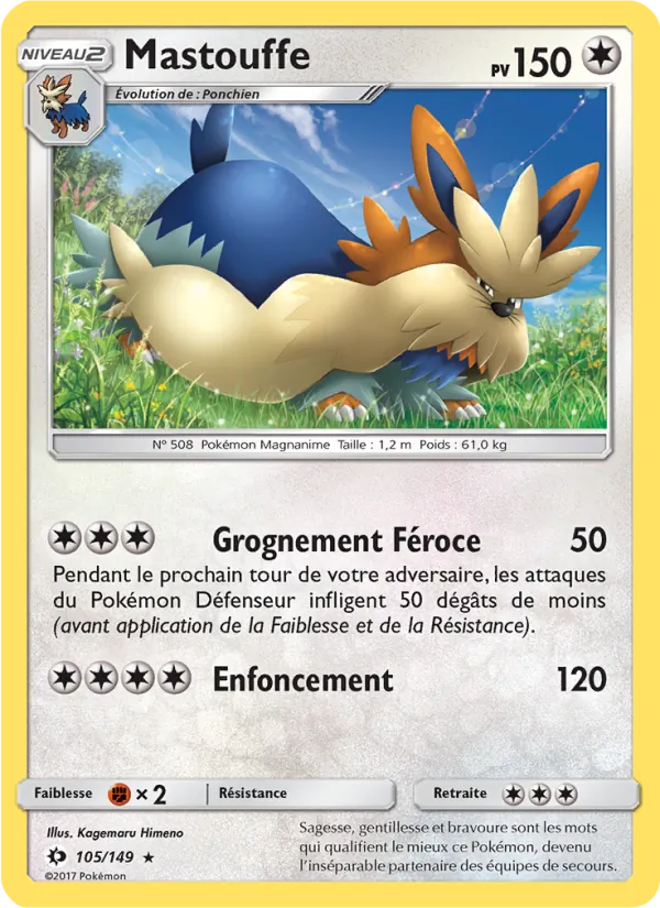 Carte Pokémon Mastouffe de l'extension Soleil et Lune