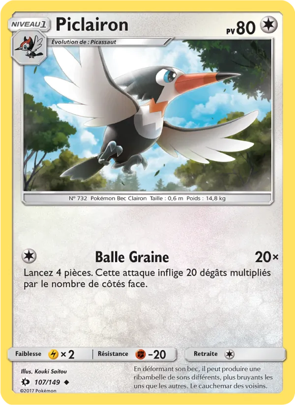 Carte Pokémon Piclairon de l'extension Soleil et Lune